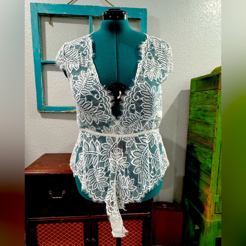 Beautiful Lace White Lingerie Onesie